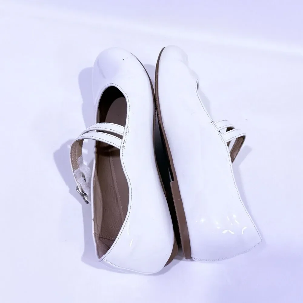 Girls Dress Shoes Mary Jane Flat Shoes Ballerina Flat for Party White Size 2